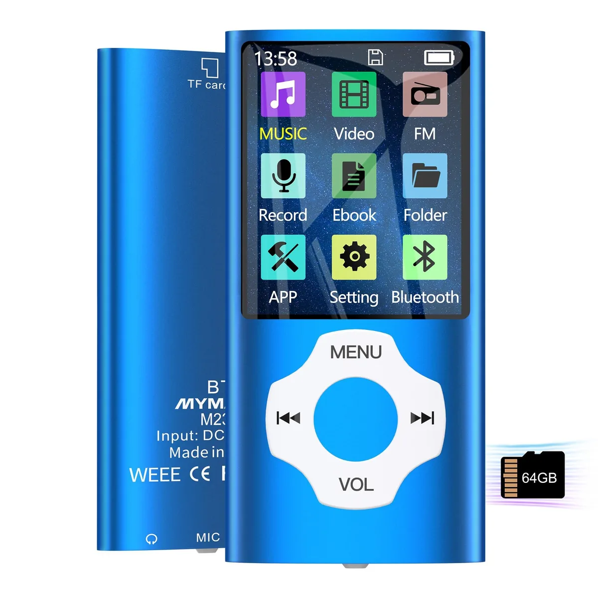  MYMAHDI 230BT 64 GB MP3 Player 1.8" LCD Darkblue — product photo