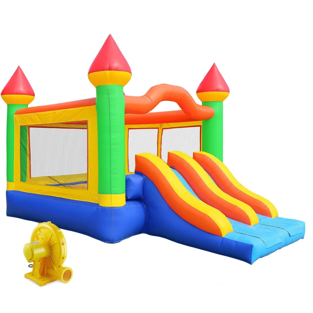 Inflatable HQ Inflatable HQ Mega Double Slide Castle Bounce House 100% PVC 5-10 children 22x15x12 ft 1200W blower — product photo