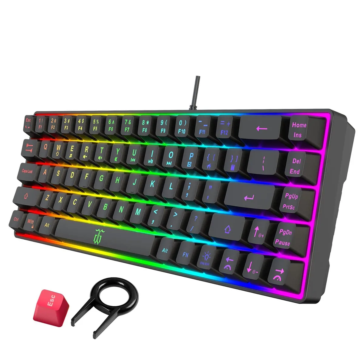  Redragon 68keys 60% Rainbow Backlit Gaming Keyboard (68 Keys, Black) — product photo