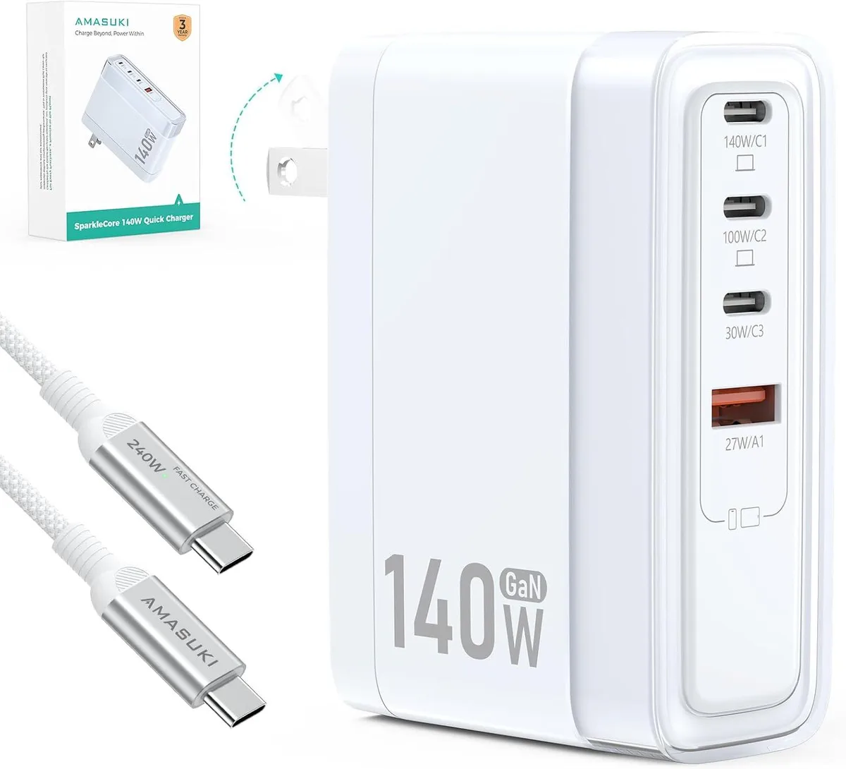 Chopmate Chopmate 140W USB-C Charger 4-Port GaN 6.6ft Cable — product photo