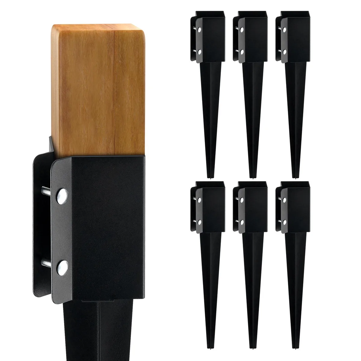 VEVOR VEVOR Fence Post Anchor Ground Spike 6 Pack 24x4x4 in Inner 3.5 in Steel Black — product photo