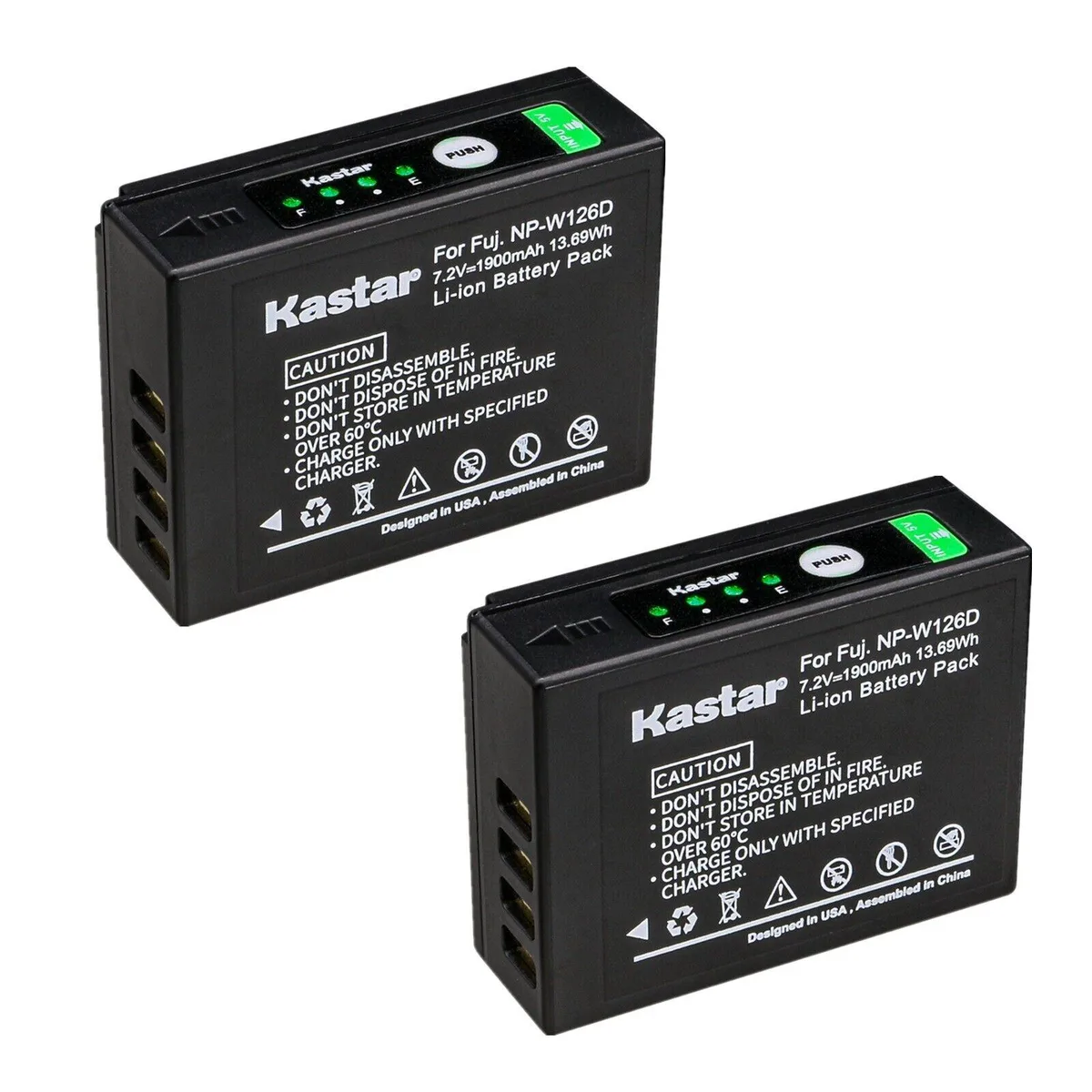 Kastar Kastar NP-W126D 2-pack camera battery 1900mAh 7.2V USB-C — product photo