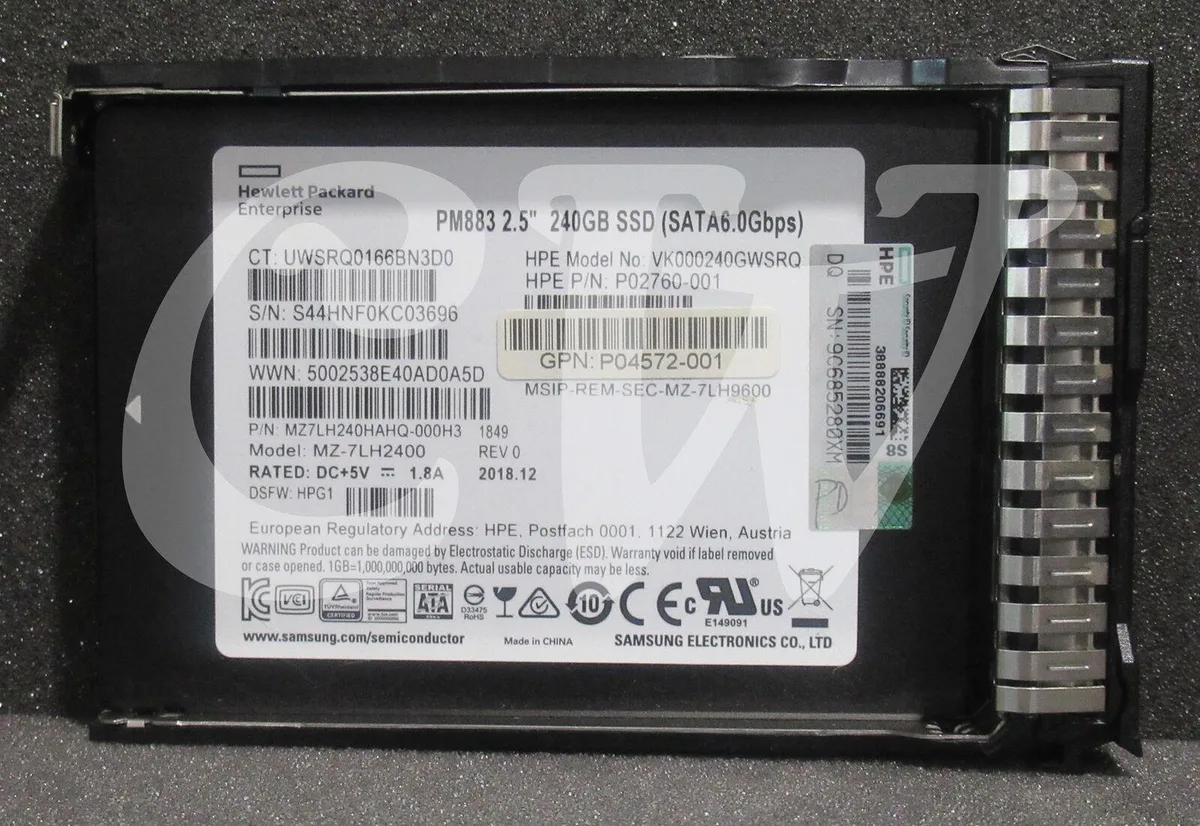 HPE HPE 240GB 6Gbps Read Intensive 2.5" SATA SSD with Smart Carrier — product photo