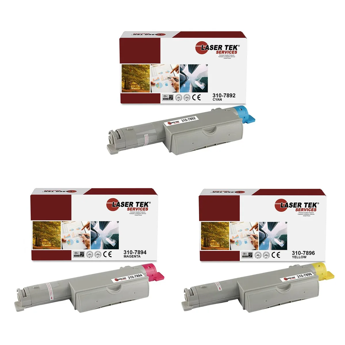 Laser Tek Services Laser Tek Services 310-7892 310-7894 310-7896 toner cartridge three pack — product photo