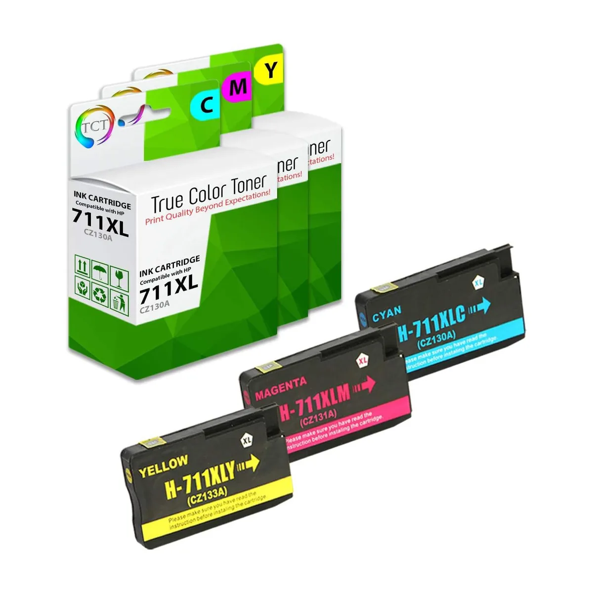 True Color Toner True Color Toner 711XL CZ130A CZ131A CZ132A 3 Pack toner cartridge — product photo