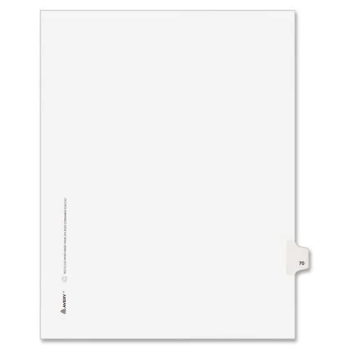 Avery Avery 1070 Legal Exhibit Side Tab Dividers 70 Letter White 25 Pack — product photo