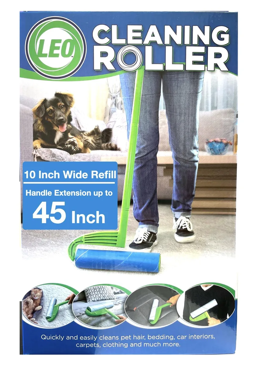 Scosche 10-inch wide lint roller with extendable handle up to 38 inches, 25 sheets included