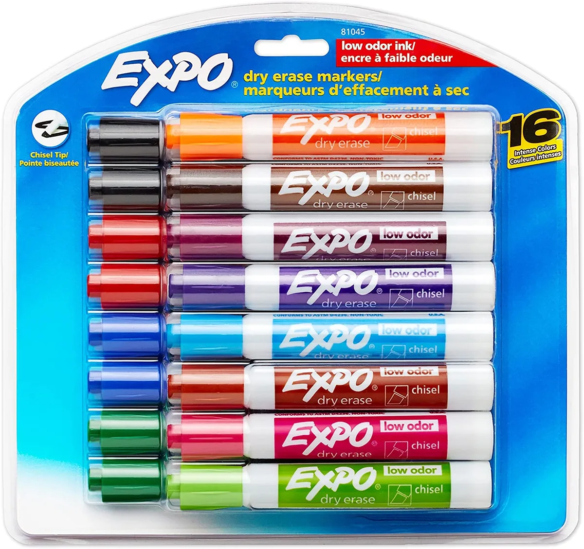 EXPO EXPO Low Odor Dry Erase Marker Pack 16 Count Chisel Tip — product photo