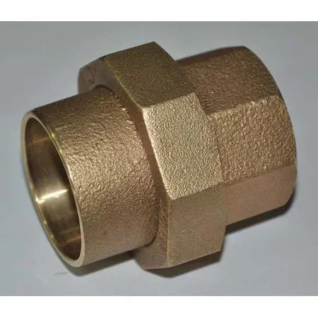 Copper sweat union, straight coupling, cast copper finish