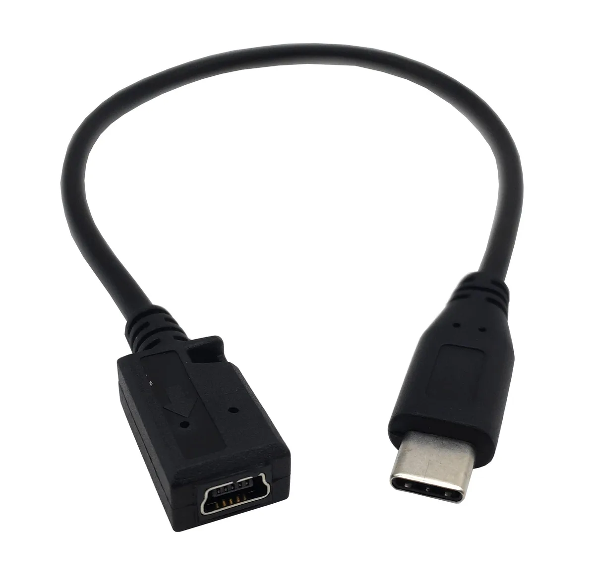 BUCIER BUCIER USB-C Male to Mini USB Female Charging Cable 1ft 25cm 90 Degree Right Angle USB 3.1 — product photo