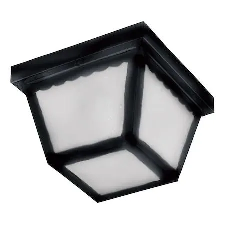 Black two-light outdoor fixture, 9.5 inches wide, rectangular form