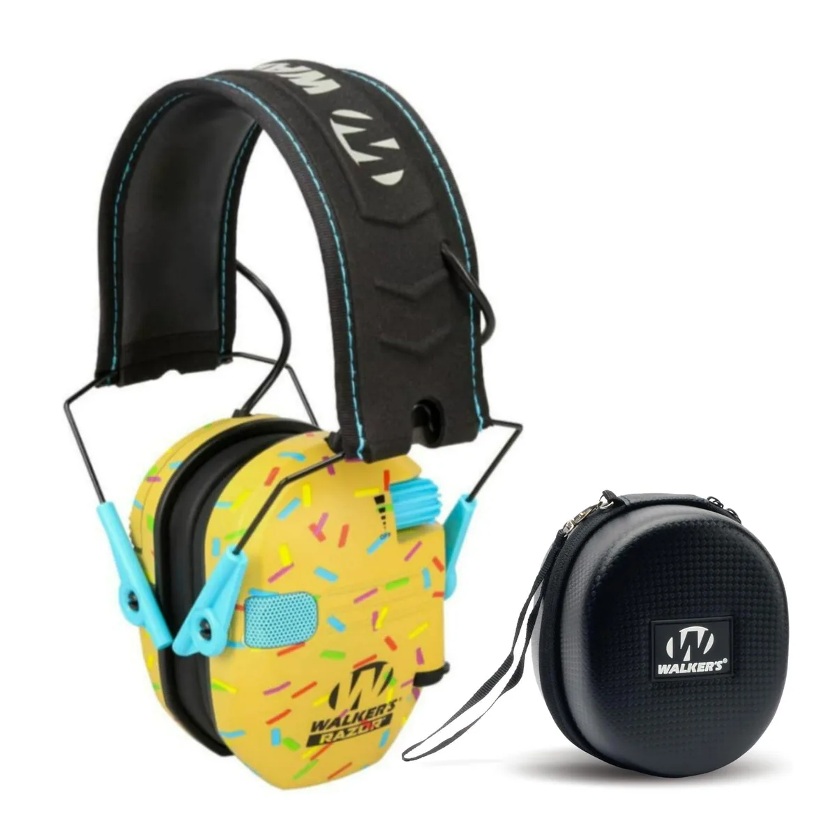 Gold Sprinkles electronic muff with black carrying case