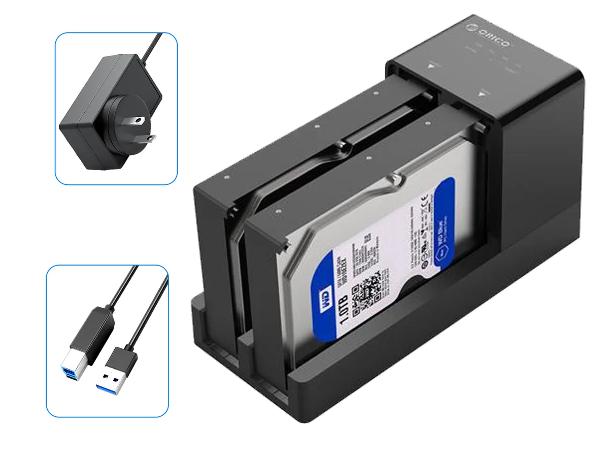 Orico Orico 6528US3-C-US-BK dual-bay SATA docking station, black — product photo