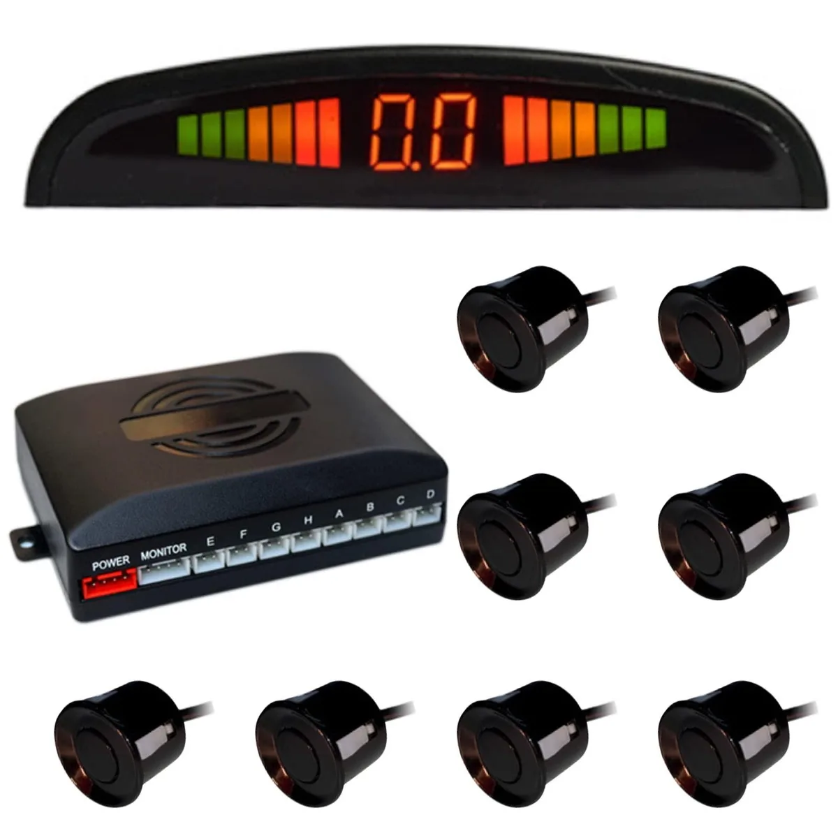 ALSEYE ALSEYE 2 in 1 Accessory Car Parking Sensor Kit 8 Sensors Black — product photo