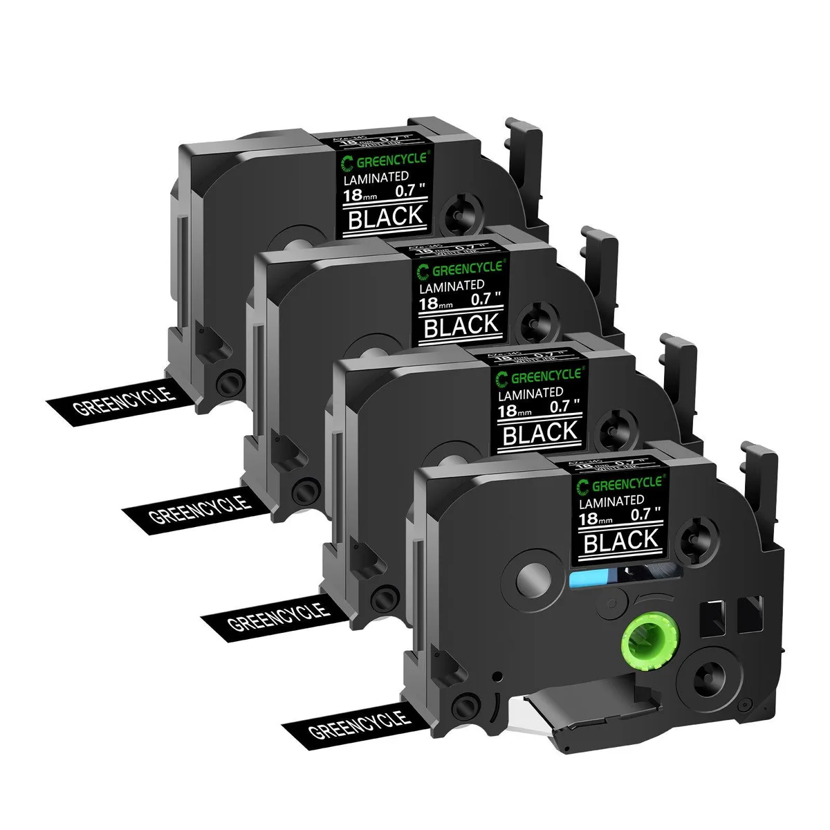 GREENCYCLE GREENCYCLE TZe-345 18mm White on Black label tape 4 pack — product photo