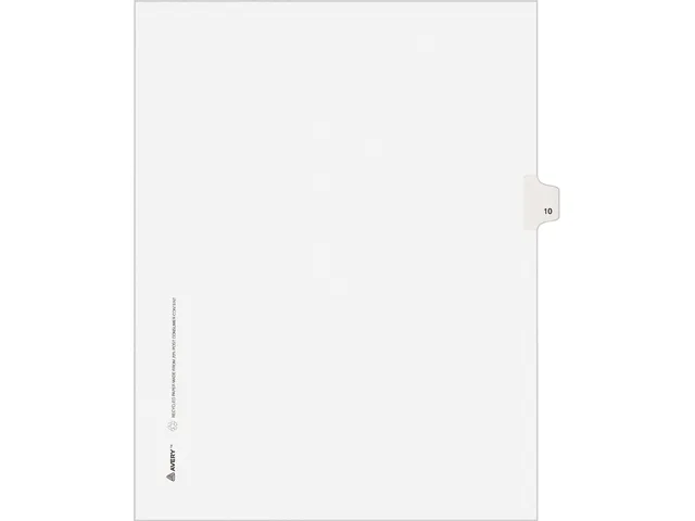 Avery Avery 11920 Legal Side Tab Dividers, 10 Title, Letter, White, 25 Pack — product photo