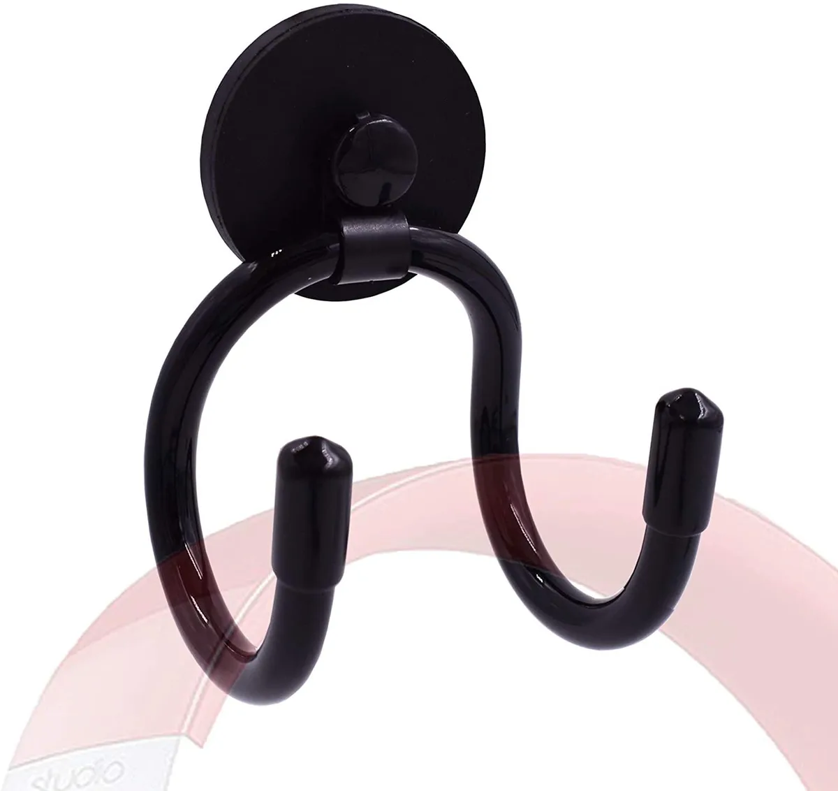 Black magnetic headphone hanger with rubber coating, adjustable arms for 50 mm width