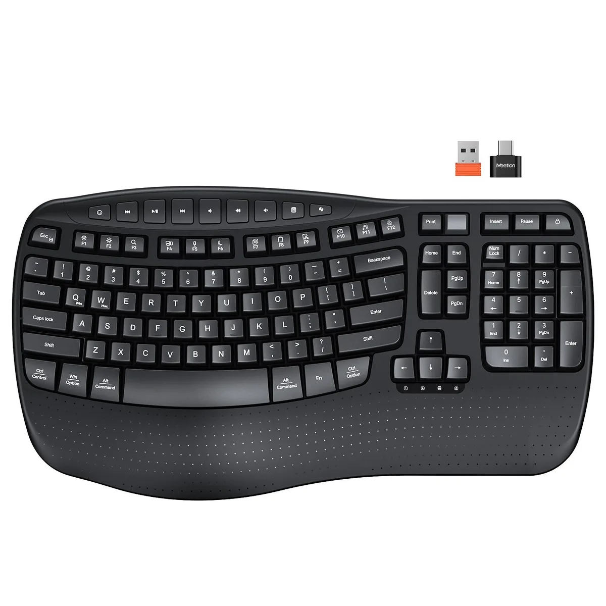 Motion Ergonomic Wave Wireless Keyboard Black 20 min auto-sleep — product photo