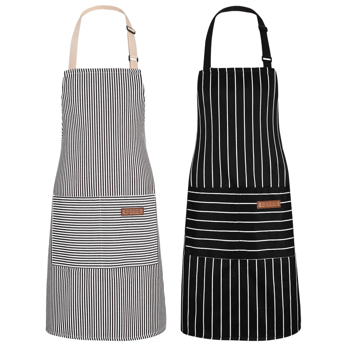  ZAIORD 2-Pack Adjustable Bib Aprons Black Grey — product photo
