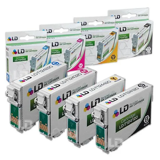 LD Products LD Products T124 4-Set Ink Cartridges (Black T124120, Cyan T124220, Magenta T124320, Yellow T124420) — product photo
