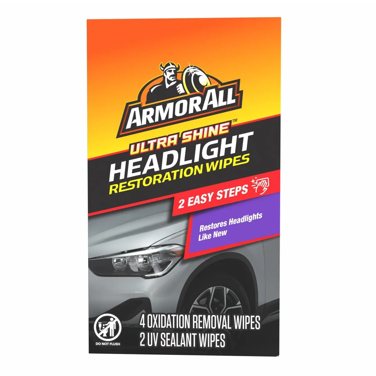 Packet of six pre-moistened headlight restoration wipes