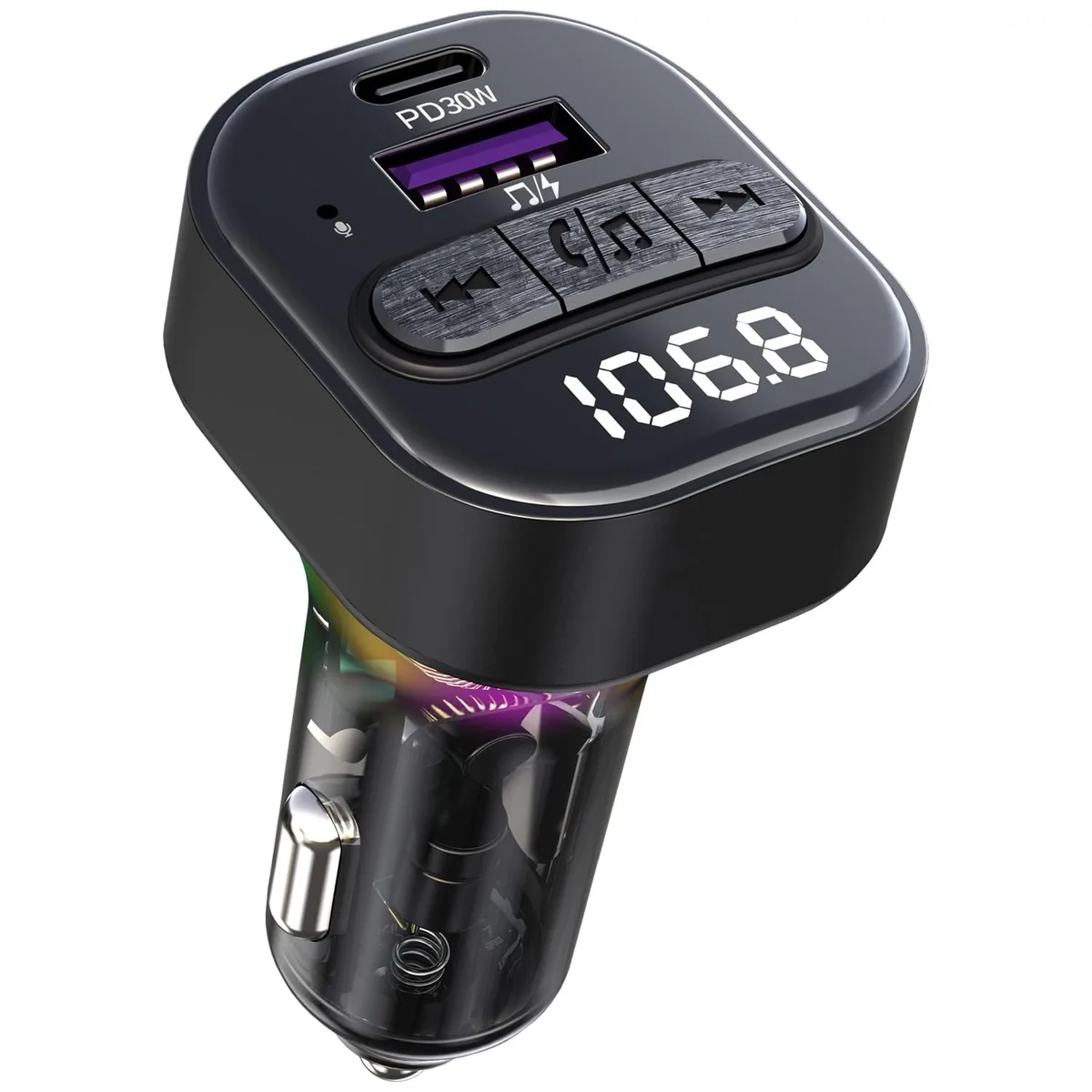  SYENGKKY Bluetooth 5.3 FM Transmitter 30W PD QC3.0 Black — product photo