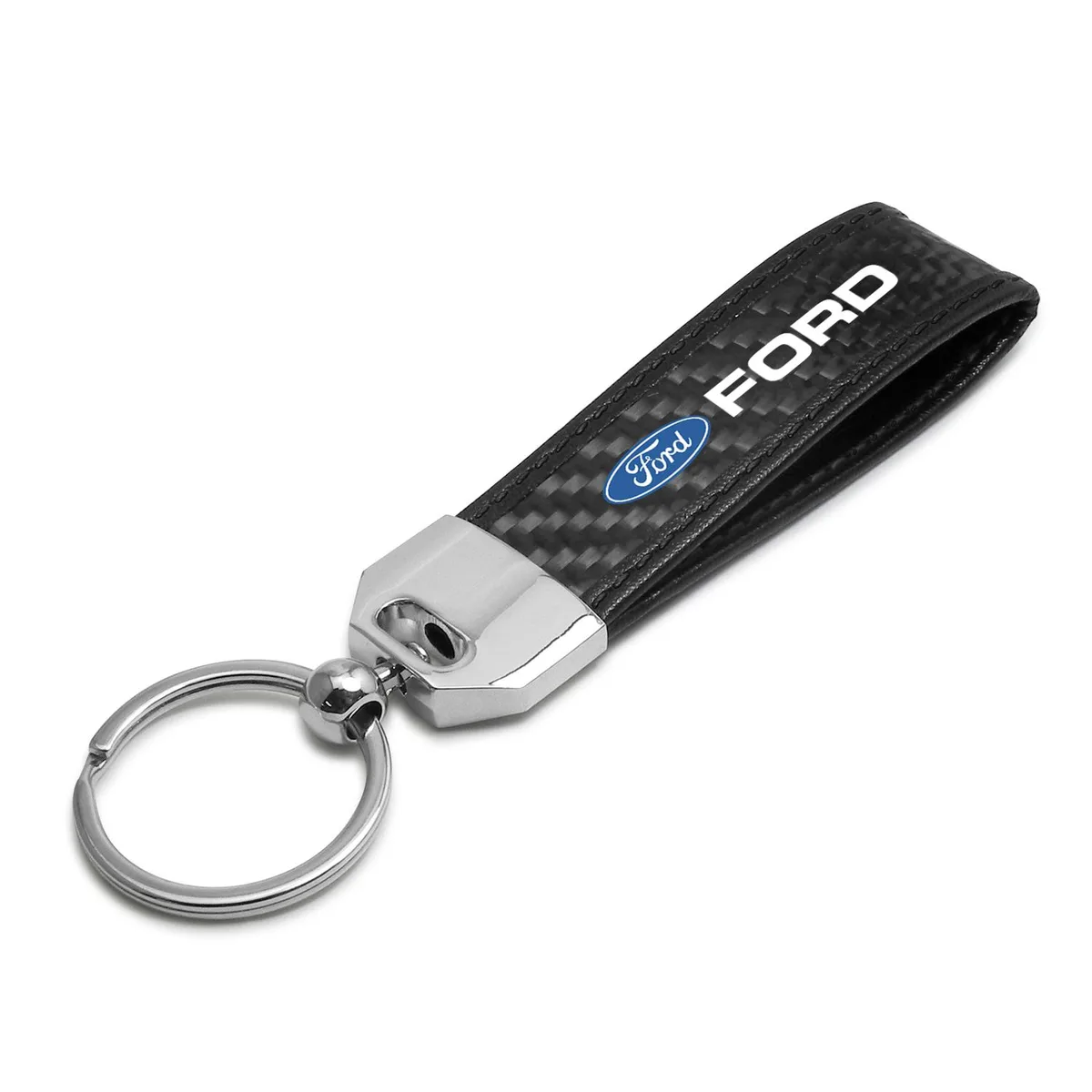 iPick Image, LLC iPick Image, LLC Ford Logo Carbon Fiber Leather Key Chain Black Stitching 30 Days — product photo