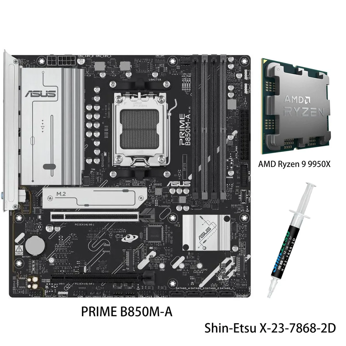 ASUS ASUS PRIME B850M-A &amp; Ryzen 9 9950X Combo AMD motherboard — product photo
