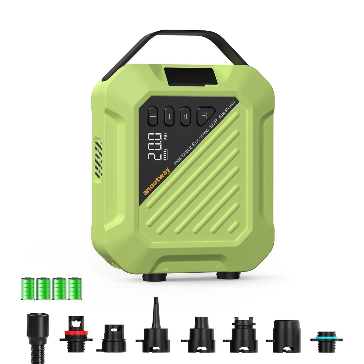 Compact grey plastic electric pump with digital display and carry handle