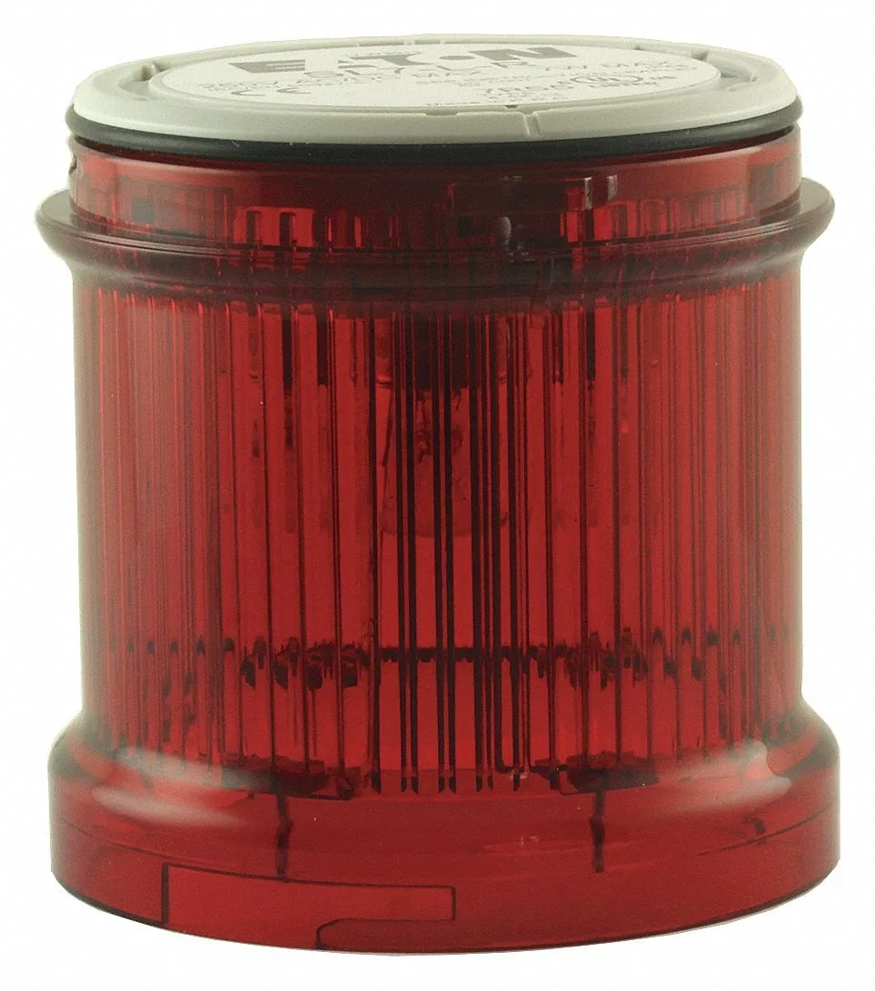 Red 70 mm diameter tower light module with polycarbonate housing and Fresnel lens