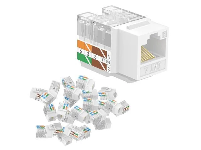 LORDWORLD LORDWORLD Cat6 Keystone Jacks 10-Pack 90-Degree White — product photo