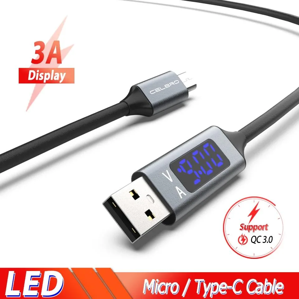 Hetai Tech Hetai Tech LED Display USB Cable 100cm 3.0A Micro USB Type-C — product photo