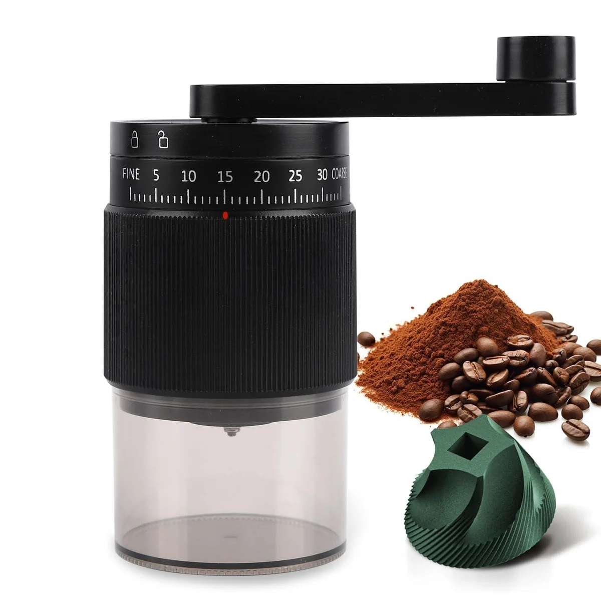  NANSPATH Manual Coffee Grinder 95 Ceramic Burr 35 Settings Black — product photo