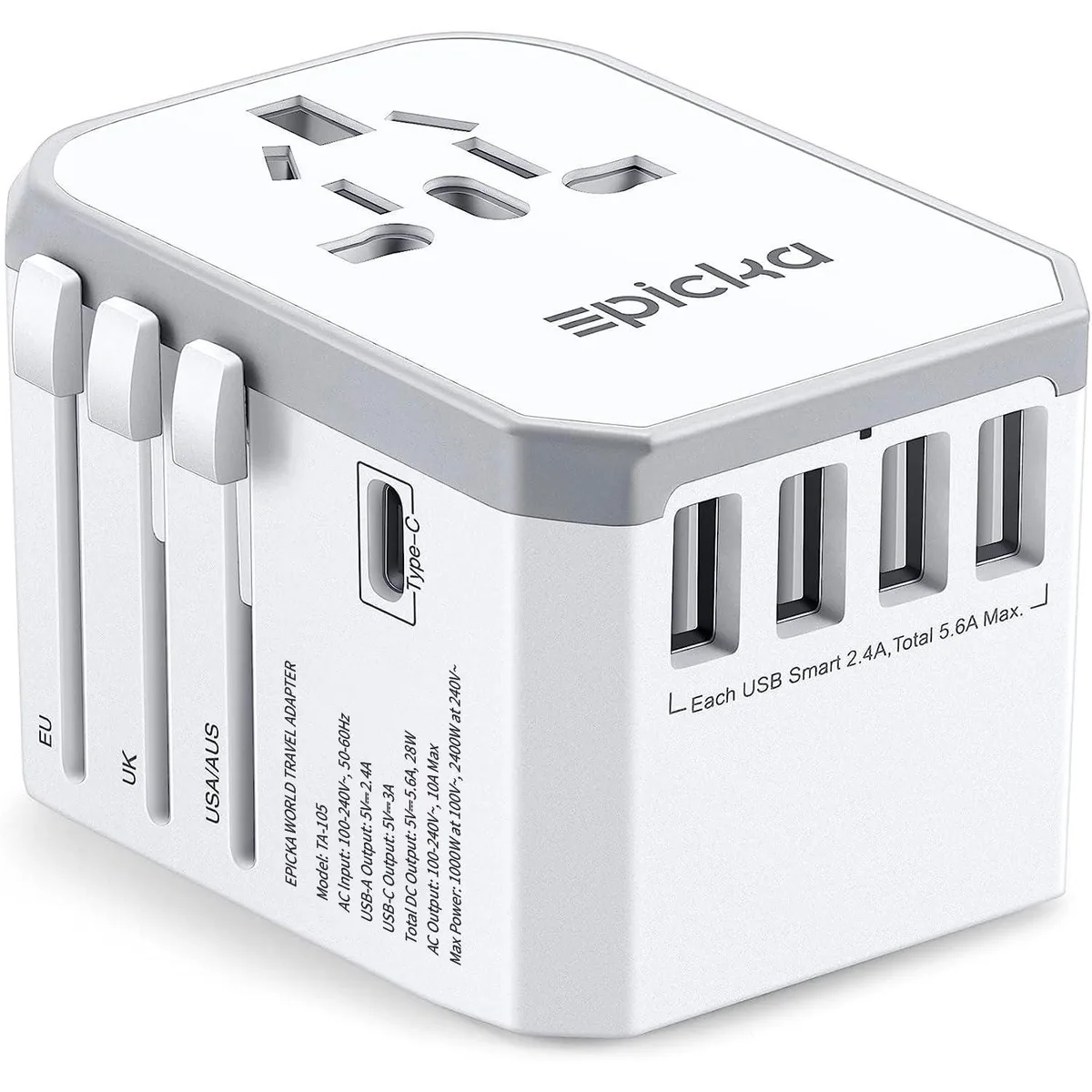 EPICKA TA-105 Universal Travel Adapter White — product photo