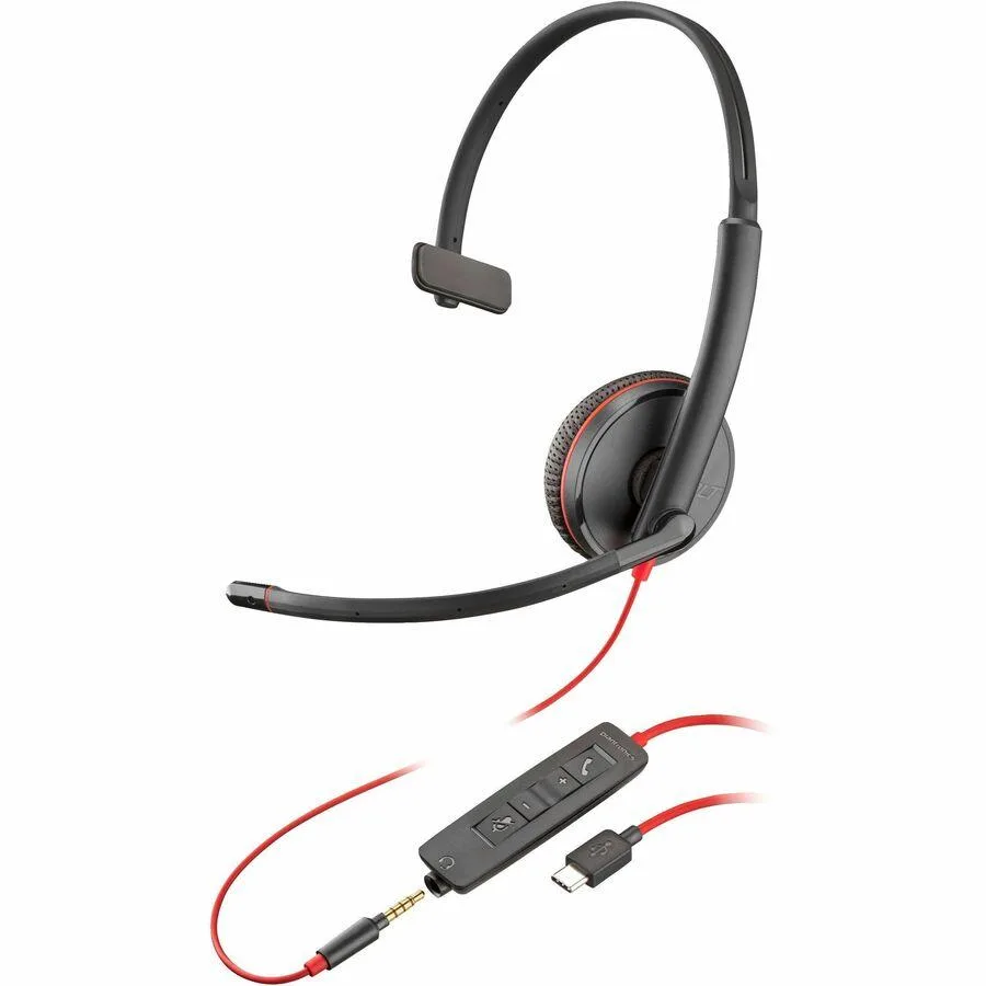 POLY Poly Blackwire 3215 Monaural Headset +USB-C/A Adapter TAA — product photo