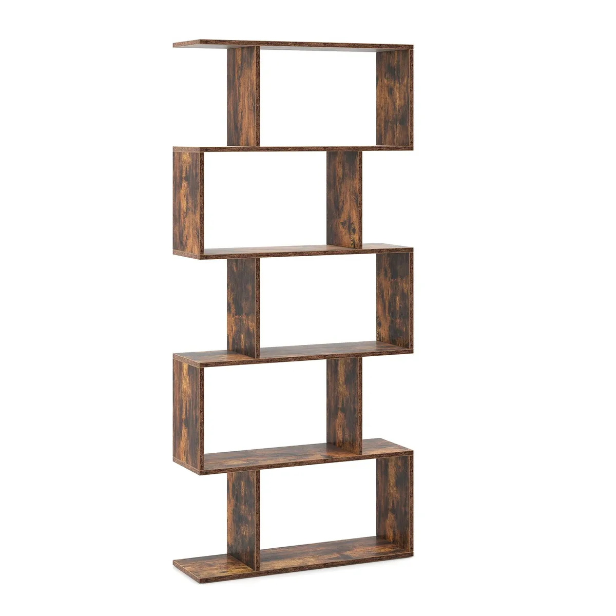 SlickBlue SlickBlue 5-Tier S-Shaped Bookshelf Dark Brown 27.5x9.5x62.5in — product photo