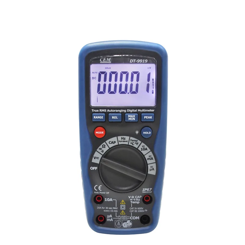 CEM CEM DT-9919 Professional Waterproof True RMS Digital Multimeter electrician tool — product photo