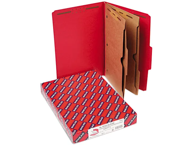 Smead Smead 19082 Pressboard File Folder, Legal, Six-Section, Red, 10/BX — product photo