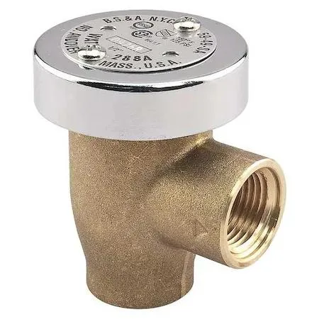 Small brass vacuum breaker with NPT threads and disc float