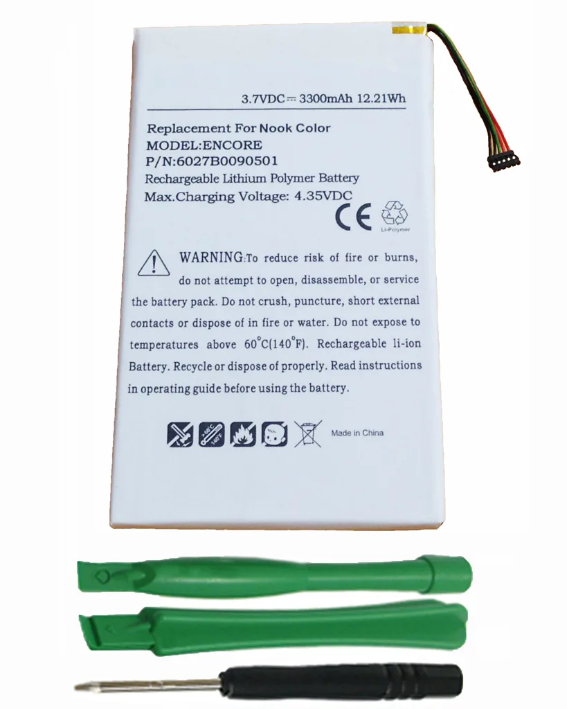 MPF Products MPF Products Replacement Battery for Nook Color BNTV250 BNTV250A BNRV200 3.7V 3300mAh with Installation Tools — product photo