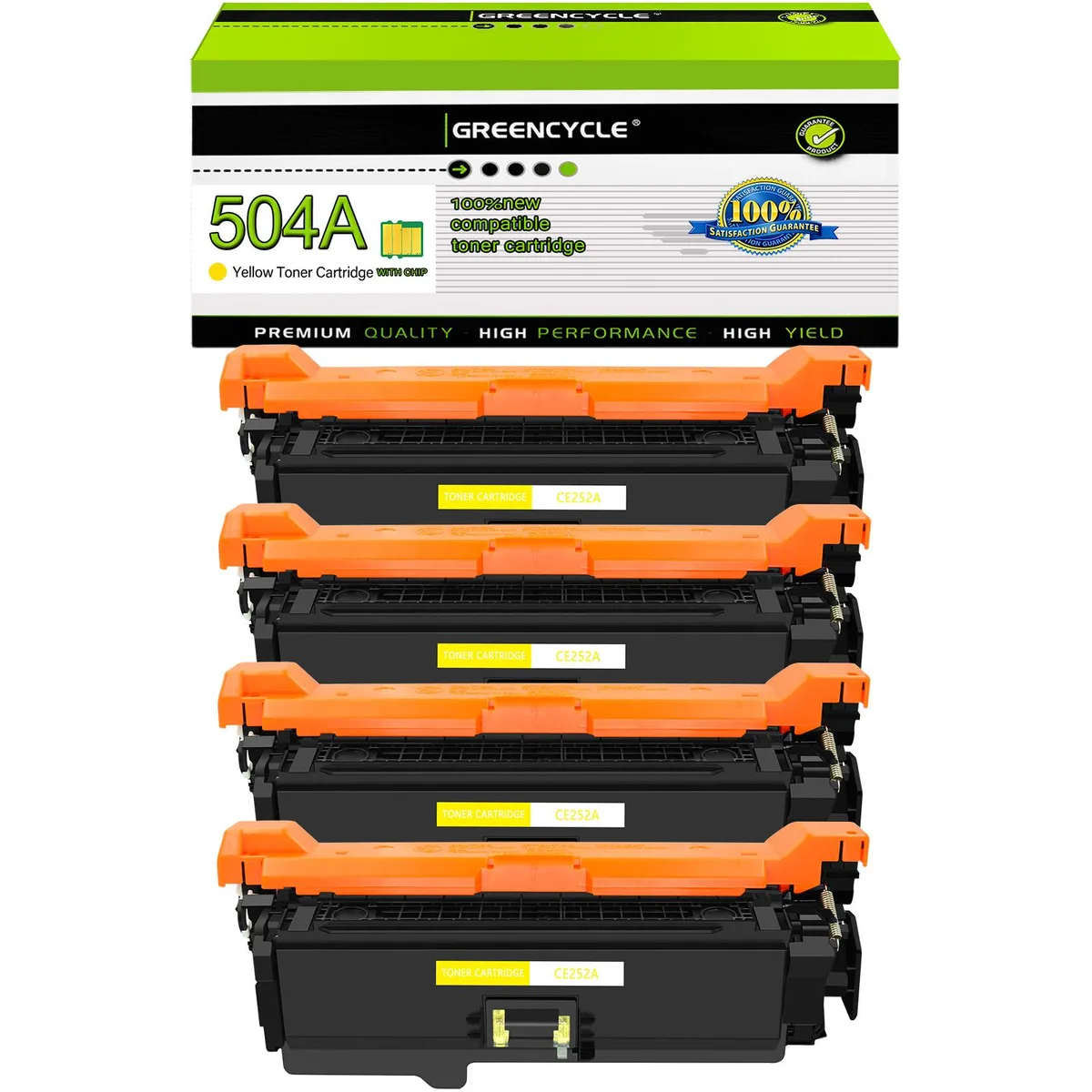 GREENCYCLE GREENCYCLE 4 Pack 504A CE252A Yellow Toner Cartridge — product photo
