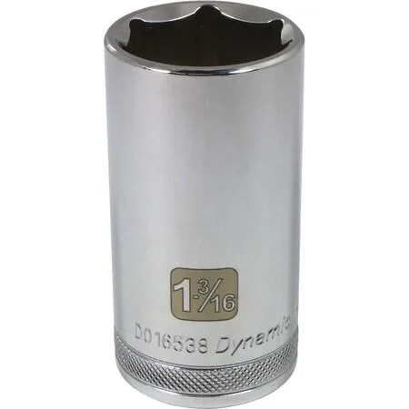 Chrome 1/2 inch drive socket with knurled ring and laser markings