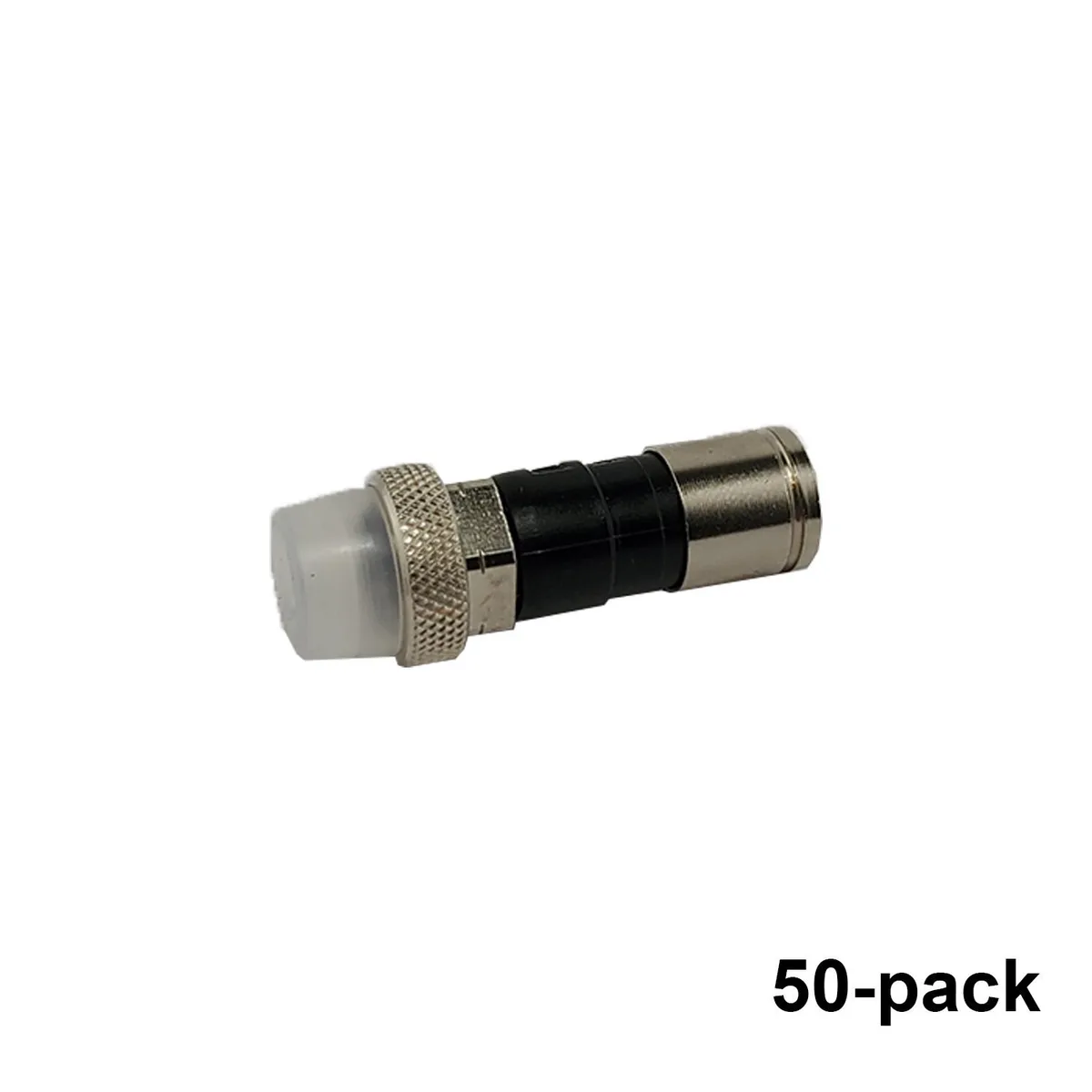 BELDEN BELDEN EX6XLWSPLUS Aqua Tight EX Weather Proof RG6 RG6QUAD Compression Connector Extended Body 50 Piece — product photo