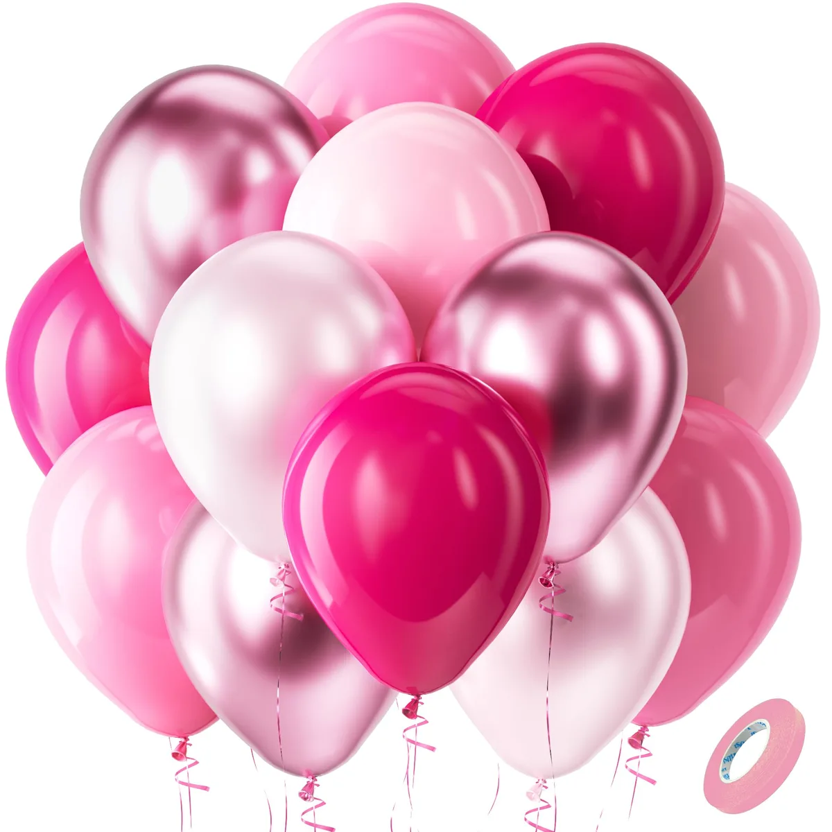 Bezente MultiplePink Balloons 60pcs 12 inch Pink Balloon Set — product photo