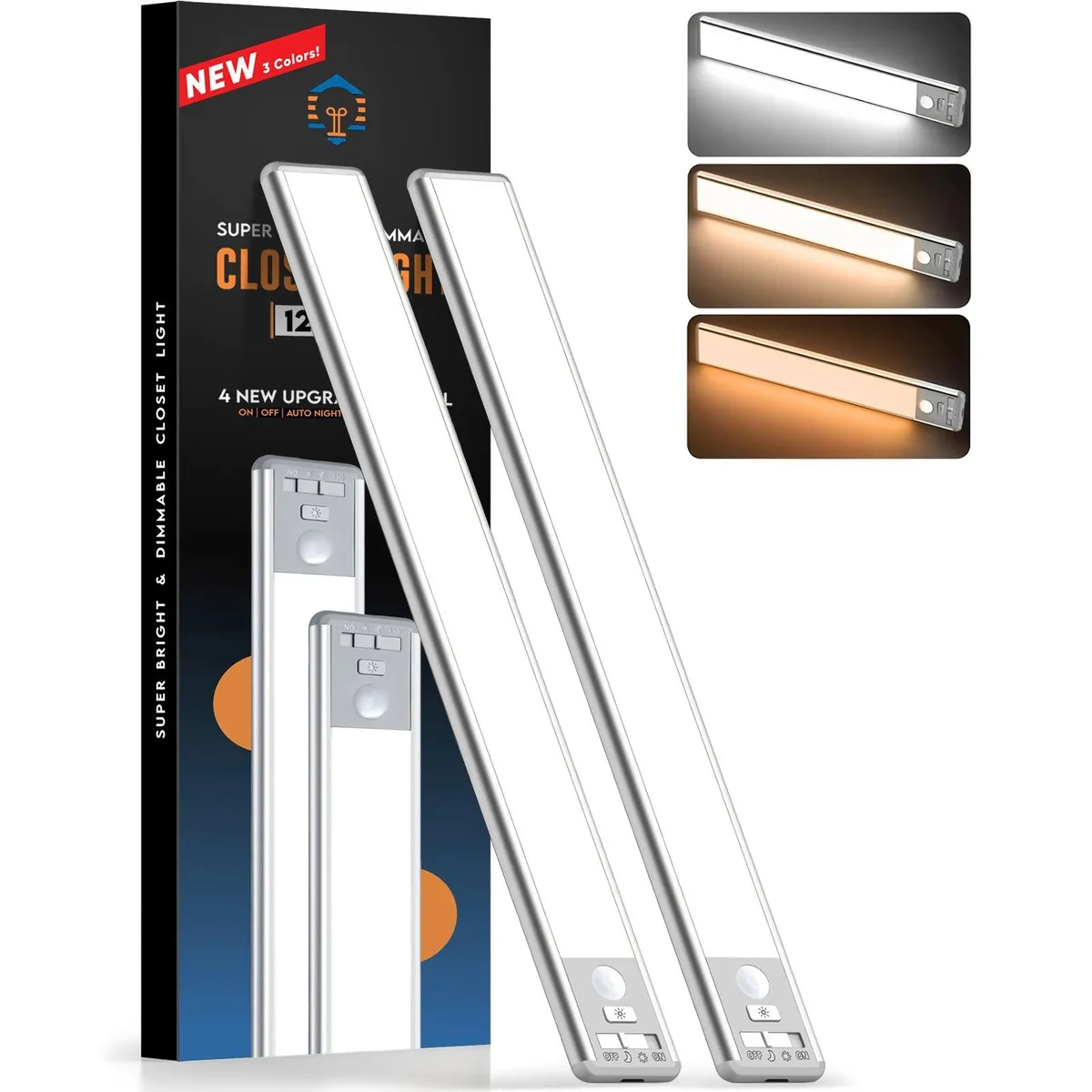 T66 Under Cabinet Light 126 LED 2500mAh 3000K 4500K 6000K 2 Pack — product photo