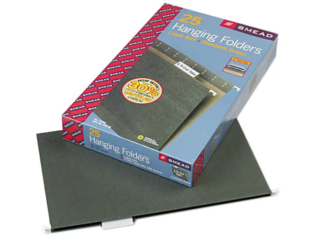 Smead Smead 64155 Hanging File Folder, 1/5 Tab, 11 Point, Legal, Green, 25/Box — product photo