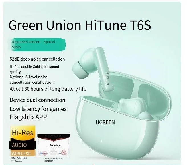 Enfain Enfain WS205 bluetooth headset cyan 52dB noise reduction 30h battery — product photo