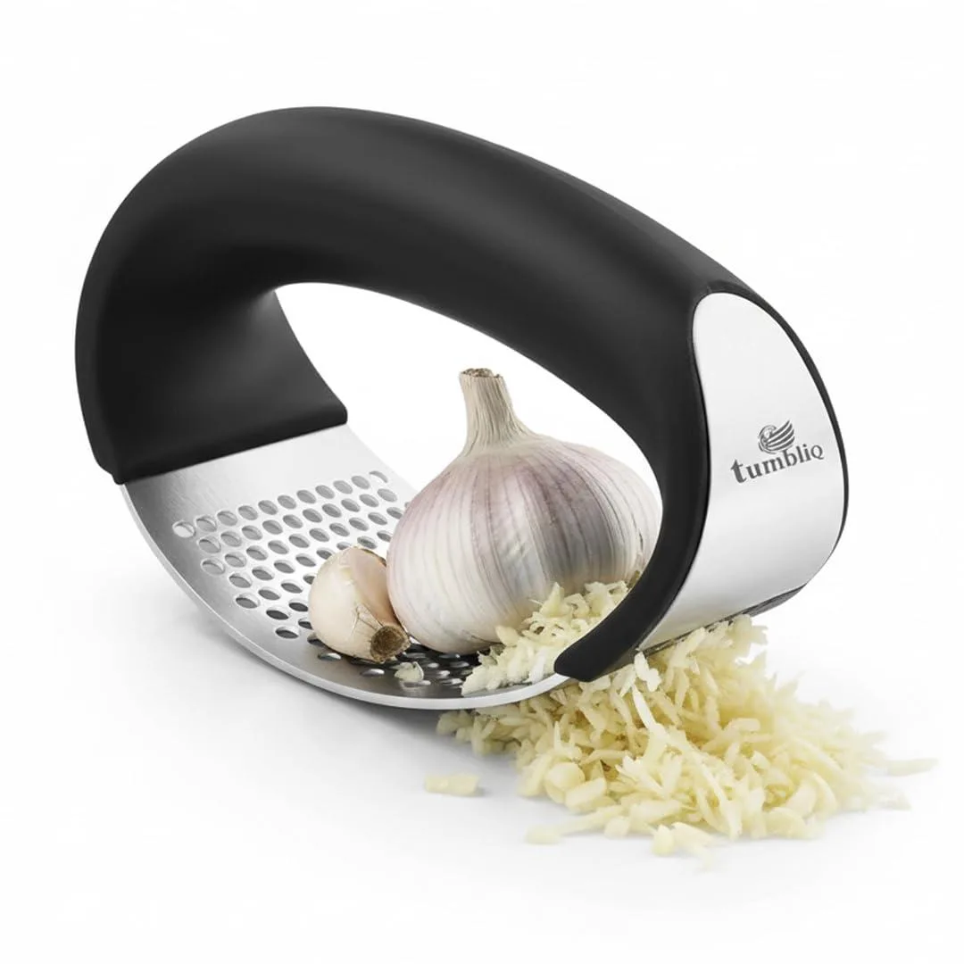  Garlic press rocker heavy duty stainless steel ergonomic unique — product photo