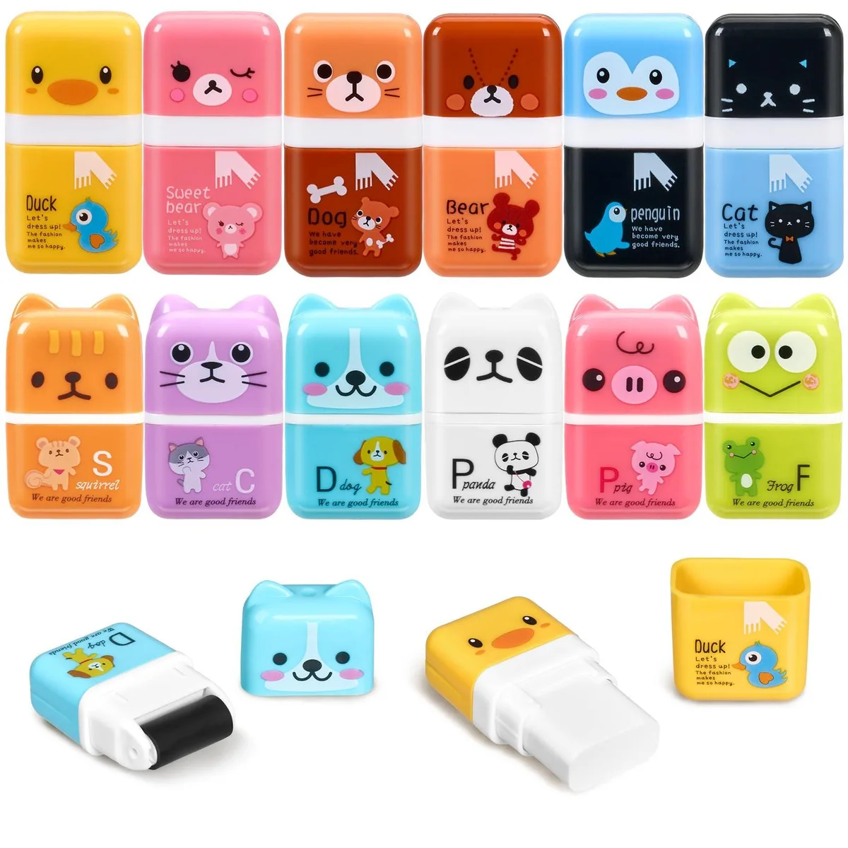  Sooez SZ-11-06 12 Pack Roller Erasers Animal Shapes 2.4 2.0 1.2 Inch — product photo