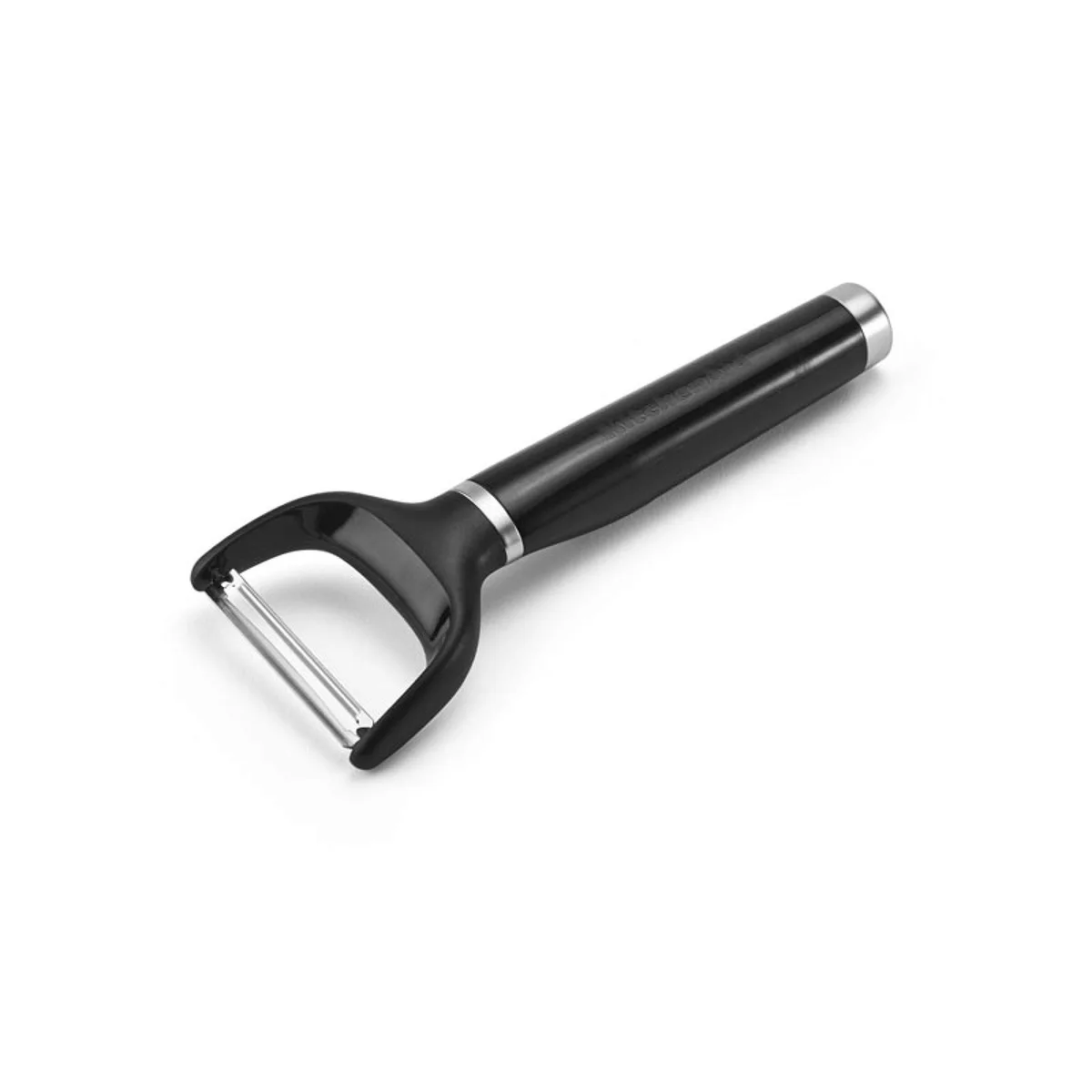 Y-shaped peeler with glossy ABS handle, satin chrome bolster and endcap, 420 stainless steel blade, protective cover included